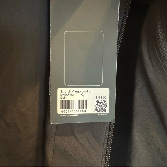 NWT Lululemon Men’s Weather-Resistant Black Rain Jacket, Size XL